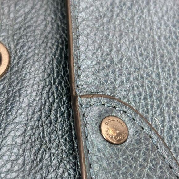 Coach Blue Metallic Leather Mickie Large Backpack - Picture 11 of 11